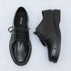 Men's PVC Round Toe Leather Shoes For Wedding Party Office