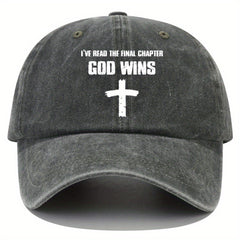 GOD WINS Cross Baseball Cap Distressed Dad Hat