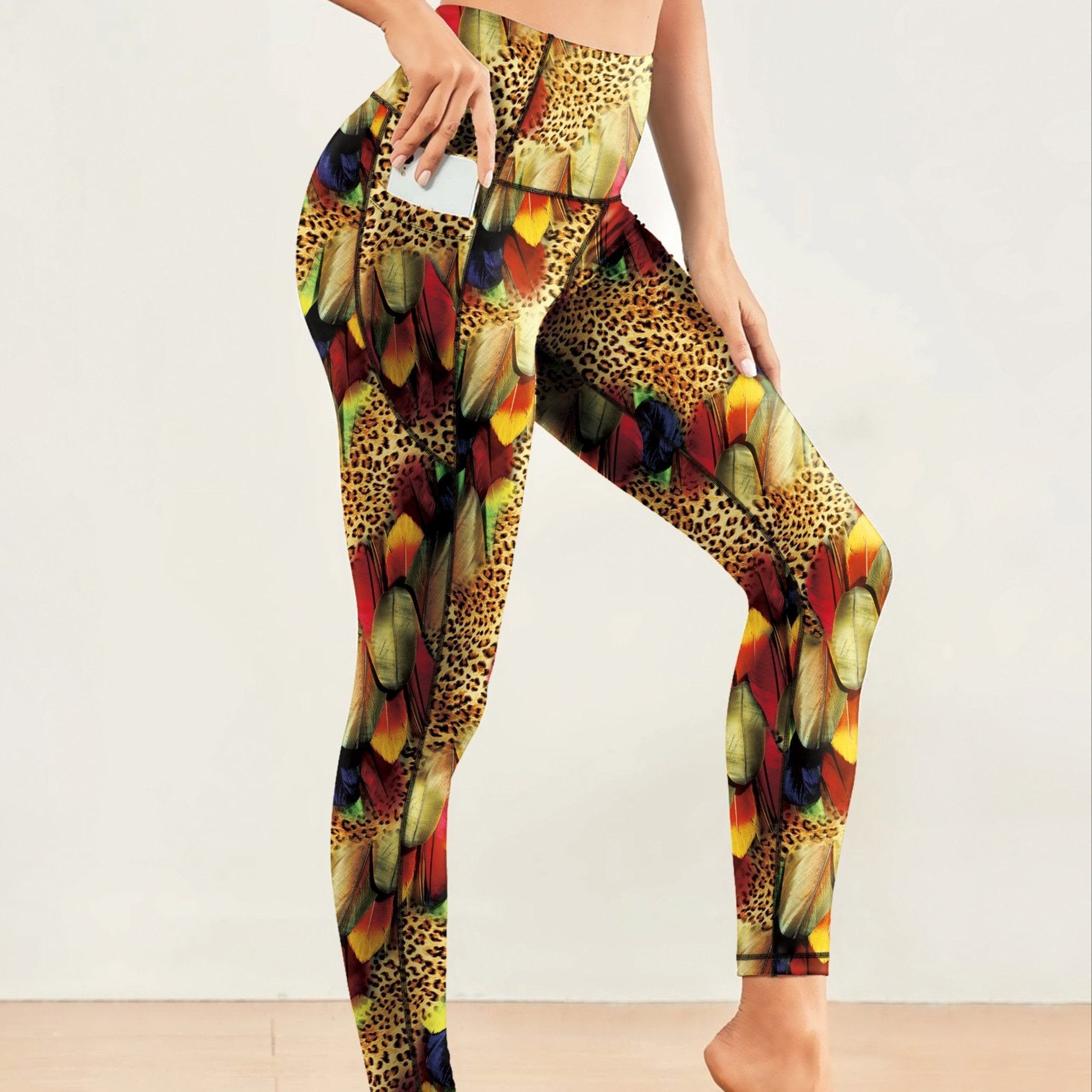 Print Yoga Pants Slim Fit High Stretch With Pocket Workout Leggings