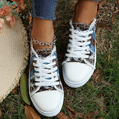 Women's Printed Low Top Sneakers Lightweight Casual Shoes