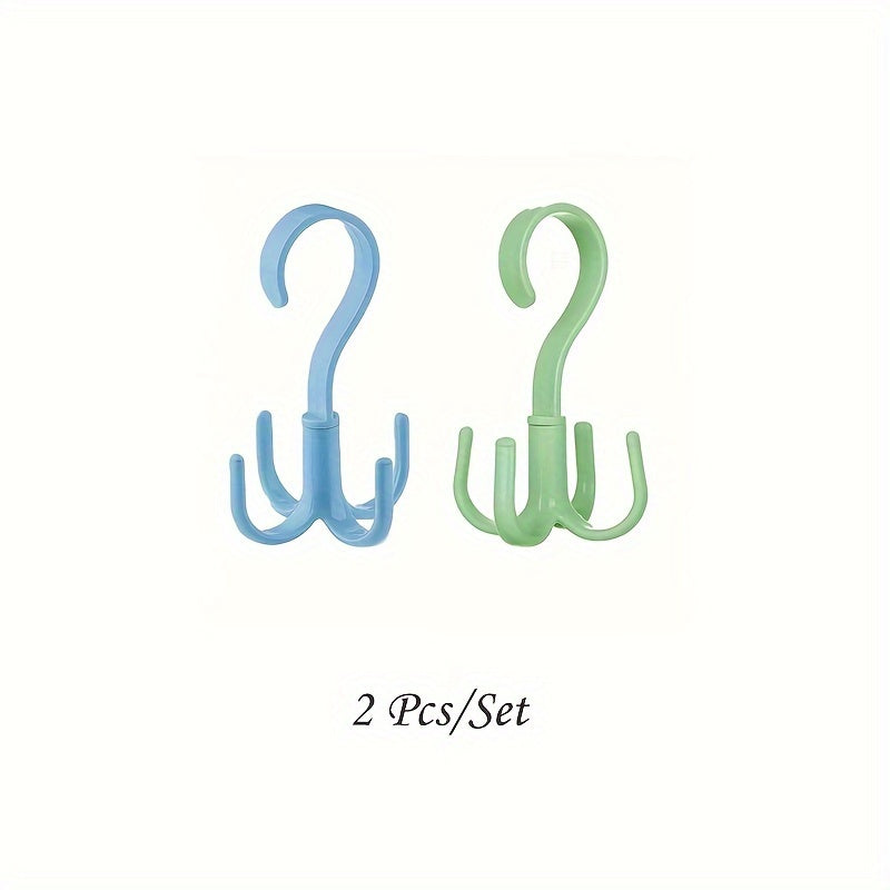 2pcs Rotated Hanger Hooks Wardrobe Clothes Rack Organizer Bag Shoes Belt Scarf