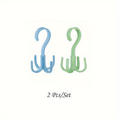 2pcs Rotated Hanger Hooks Wardrobe Clothes Rack Organizer Bag Shoes Belt Scarf