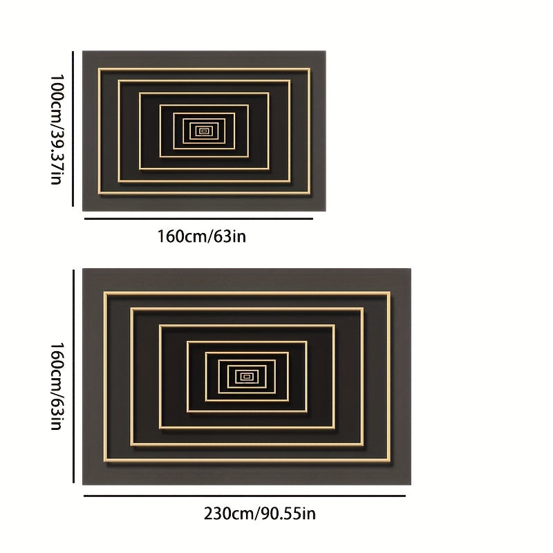 3D Geometric Area Rug Soft Large Washable Rug Non Slip Backing Low Pile