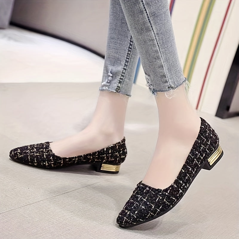 Women's Plaid Pattern Slip On Heel Mules Casual Outdoor Shoes