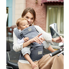 Adjustable Baby Carrier with Support Strap and Storage Grey