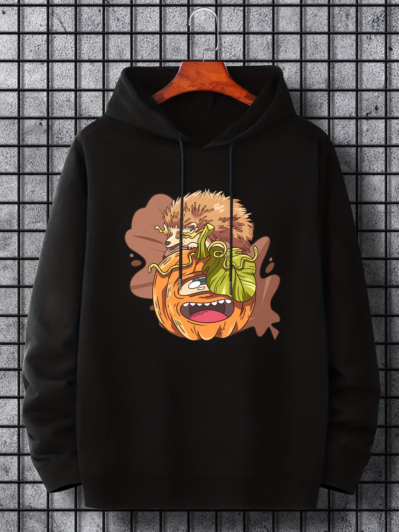 Men's Cartoon Animal Graphic Hoodie Drawstring Sweatshirt