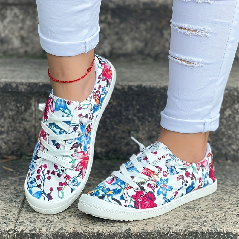Colorful Floral Pattern Flat Shoes Women's Shallow Mouth Casual Shoes