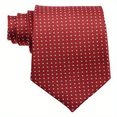 Men's Solid Red Plaid Necktie 3.6 Inch