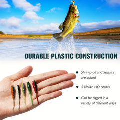 Dovesun 60pcs Soft Fishing Lures Set with Tackle Box