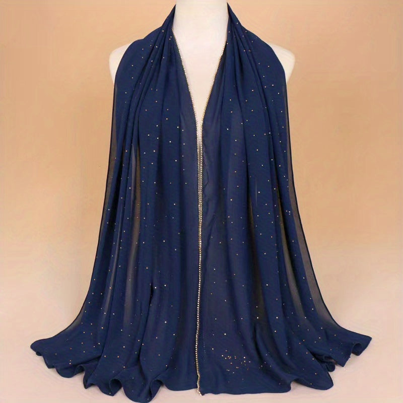 Hot Drill Chain Chiffon Thin Breathable Sunscreen Bandana Gypsophila Scarf
