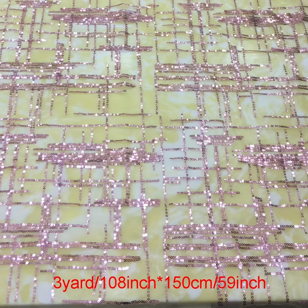 Mesh Sequin Embroidery Fabric Gingham Dress Lace Glitter Sequins