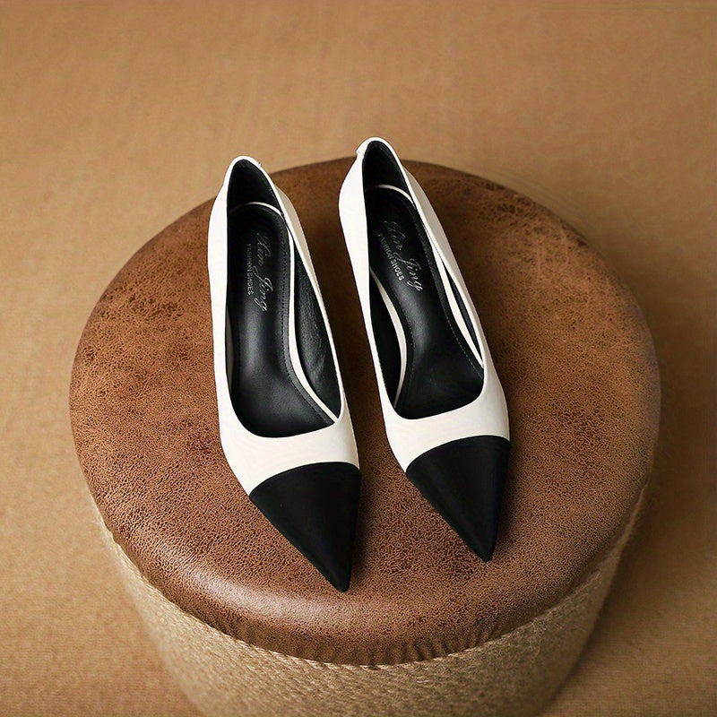Colorblock Stiletto Heels Point Toe Work Wedding Pumps