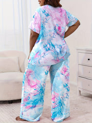 Lounge Set Short Sleeve Tee & Wide Leg Pants Pajamas