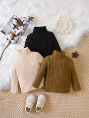 Baby Girls Knit Sweater Turtleneck Long Sleeve Cropped T shirt Crop Tops