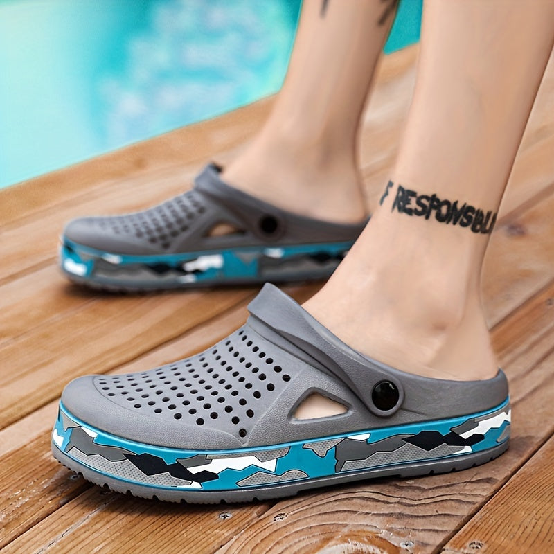 Men's Breathable No Tie Slip On Clog Sandals Casual Outdoor Walking Shoes