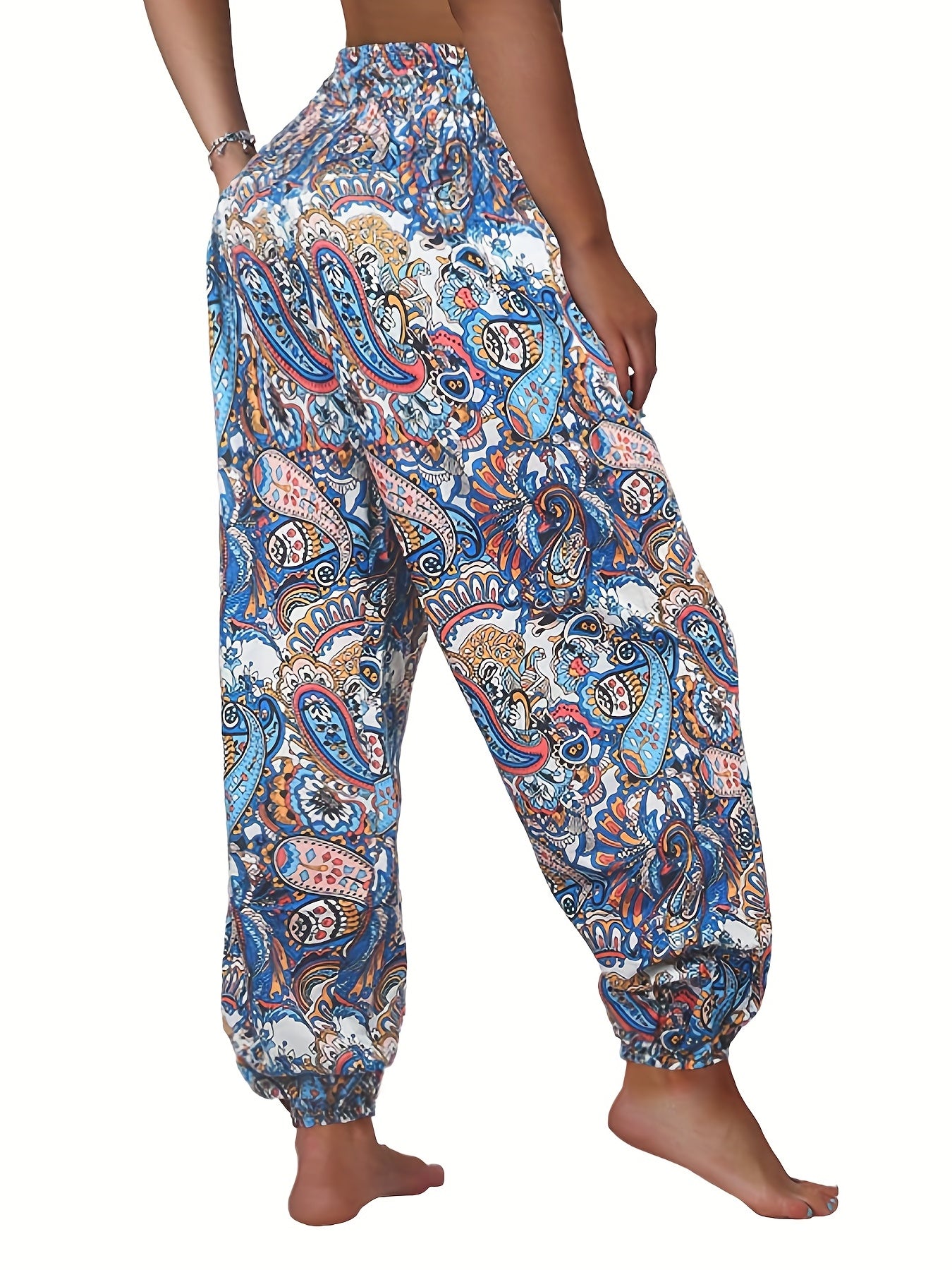 Paisley Print Elastic Waist Jogger Pants for Women