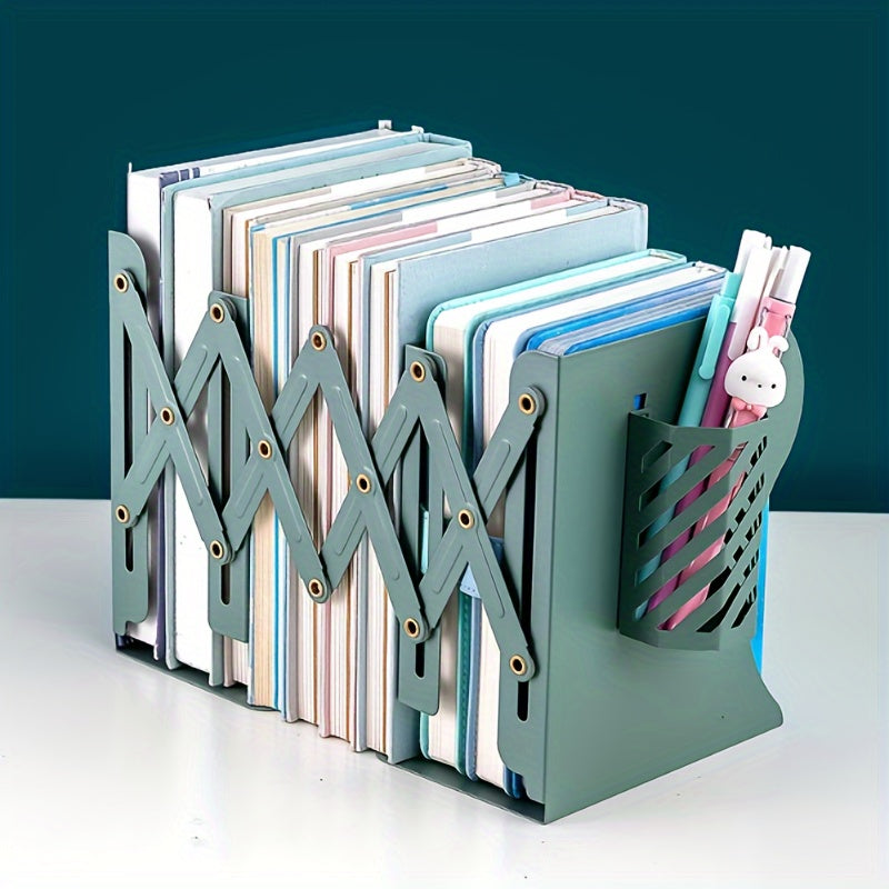 Retractable Book Stand With Pen Holder Desktop Book Storage Rack