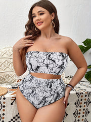 Vacay Bikini Set Tie Dye Crop Top & Cross Wrap Underwear & Split Skirt