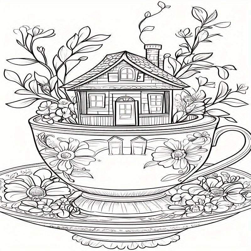 Deluxe Teapot House Coloring Book 22 Pages Halloween Christmas Birthday
