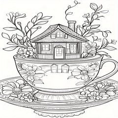 Deluxe Teapot House Coloring Book 22 Pages Halloween Christmas Birthday