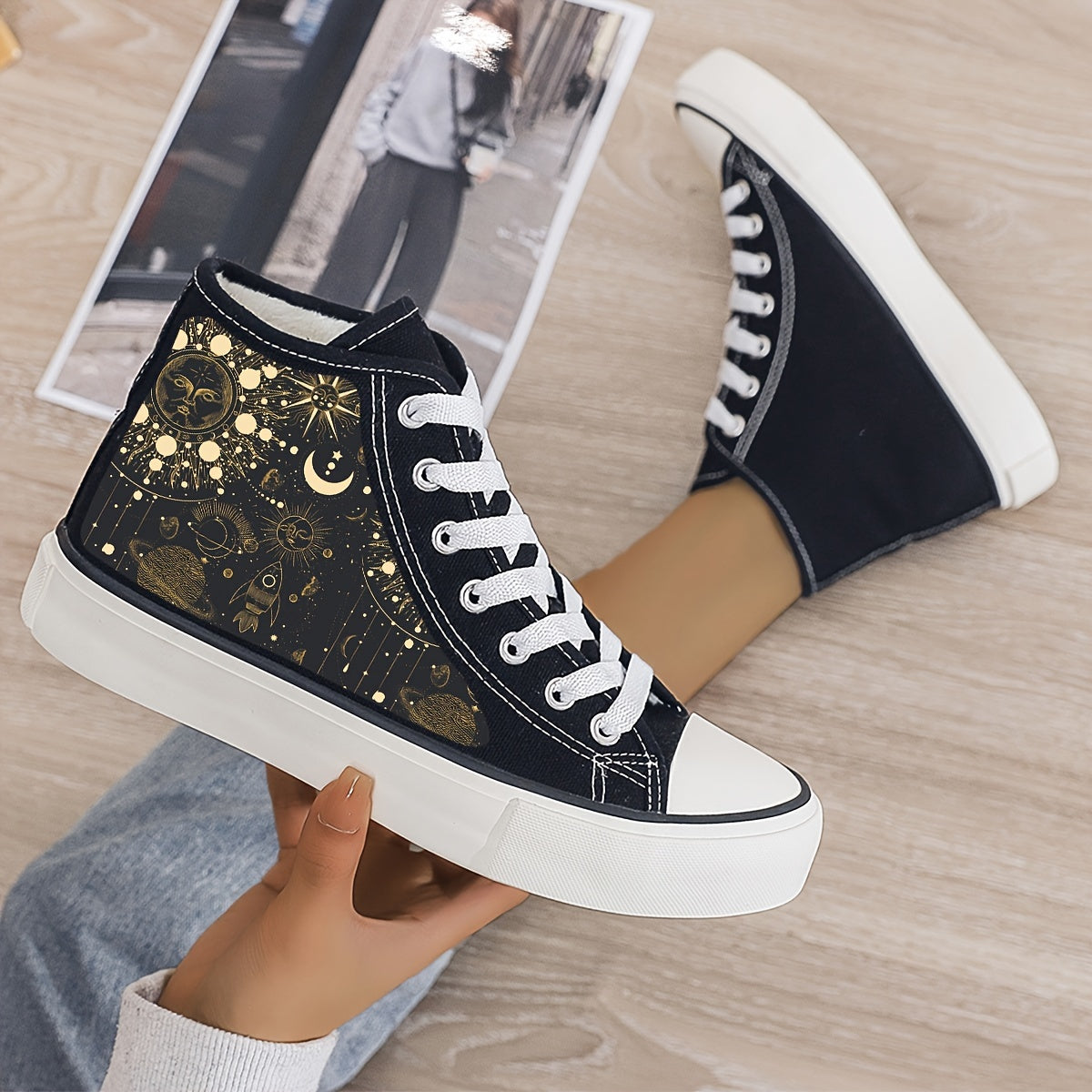 Mysterious Planet Plush Lined Thermal Chunky Canvas Sneakers