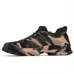 Men's Camo Woven Knit Sneakers Soft Sole Lace Up Shoes