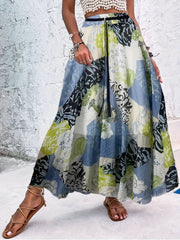 Floral Print High Waist Boho Maxi Skirt Women's Clothing
