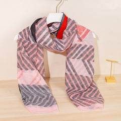 Red Stripe Pattern Print Scarf Spring Autumn Stripe Shawl And Wraps