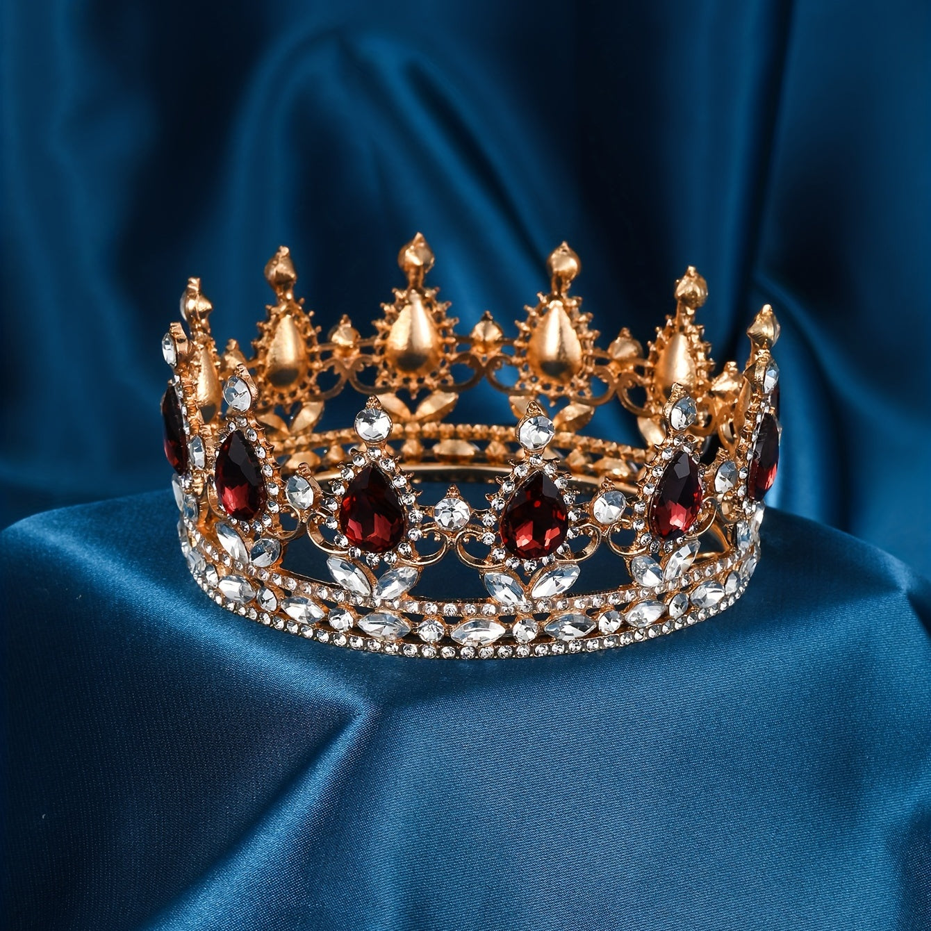Crystal Ruby Tiara Wedding Bridal Crown Head Jewelry