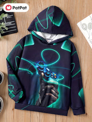 Boys Allover Print Casual Hooded Sweatshirt
