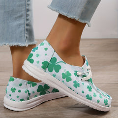 Women's Leaf Print Flat Loafers Casual Slip On Shoes