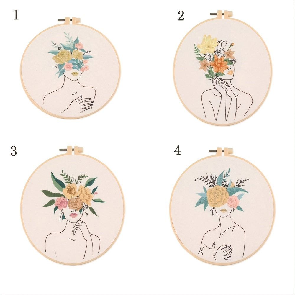 Floral Cross Stitch Kit for Beginners with Instructions