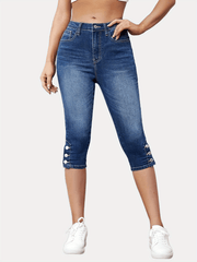 High Waist Slim Fit Capris Skinny Jeans