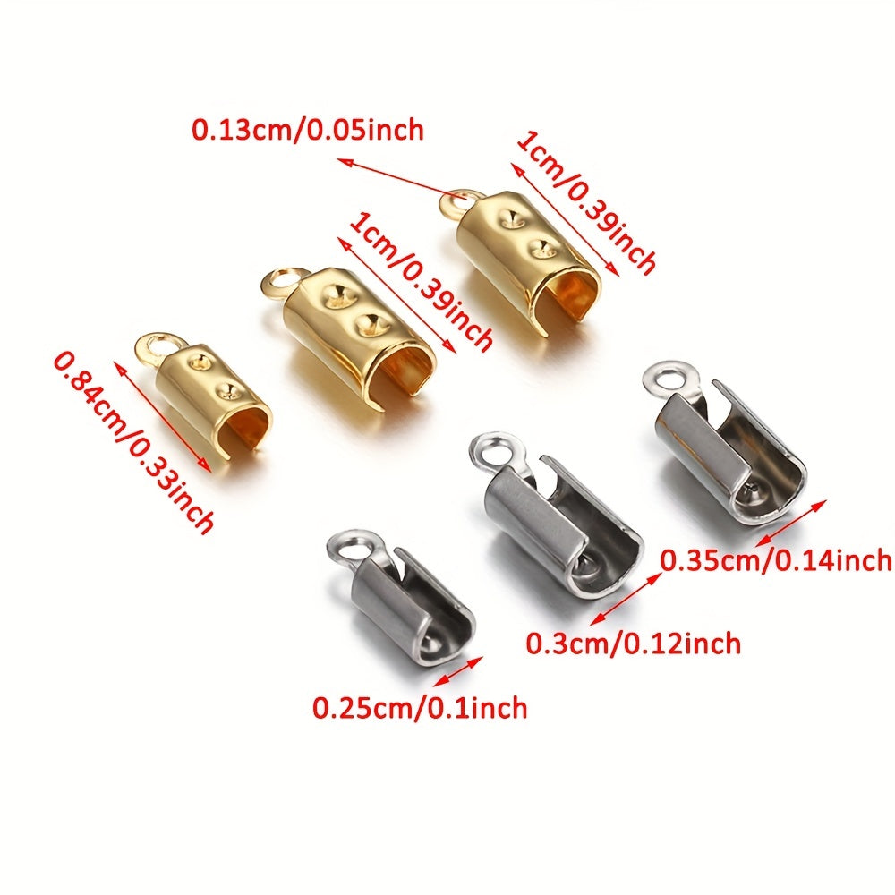 30pcs Stainless Steel Rope Chain Crimp Bead Caps For DIY Jewelry Making