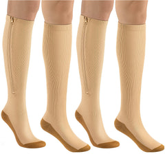 Men's Knee High Sport Socks Sweat Absorbing Nylon Blend Zipper Breathable Socks