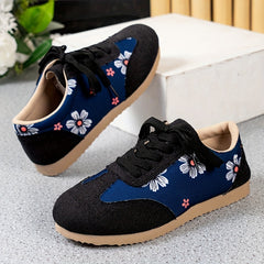 Women's Floral Pattern Lace Up Sneakers Lightweight Walking Shoes