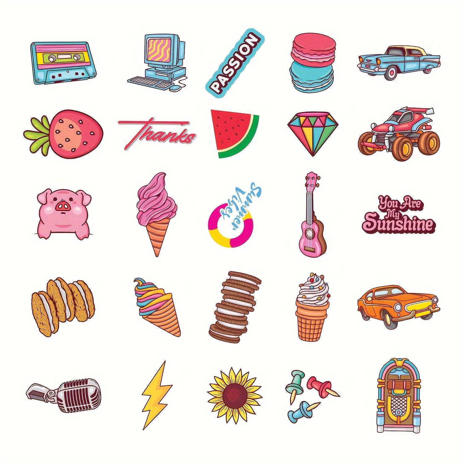 50pcs Waterproof Stickers for Water Bottles, Laptop, Hydroflask