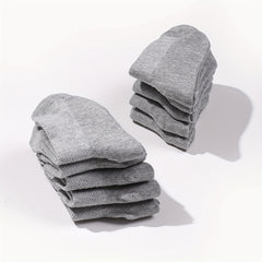 10 Pairs Unisex Gray Short Socks Low Cut Ankle Athletic for Boys and Girls