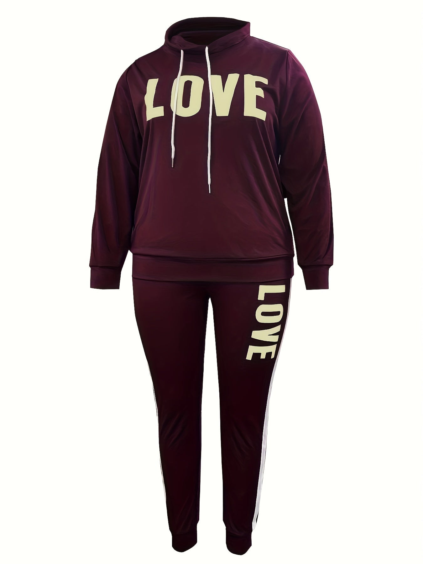 Women's Plus Size Letter Print Top & Pants Two Piece Set