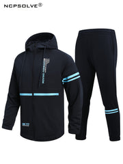 Men's Jersey Suit Hooded Zipper Jacket And Casual Pants