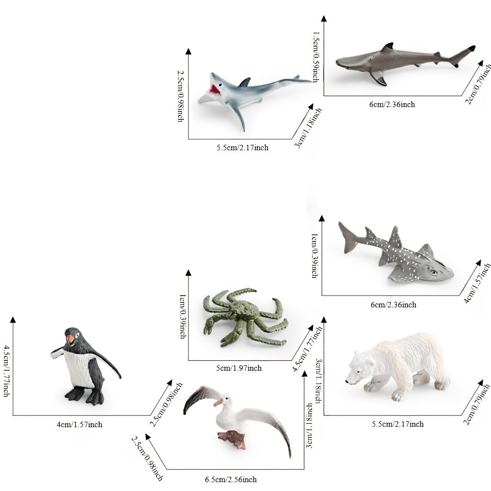 Set of 26 Wild Polar Marine Animals for Education