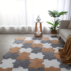 Thick Plush Shag Puzzle Floor Mat Bay Window Carpet Anti Slip Washable