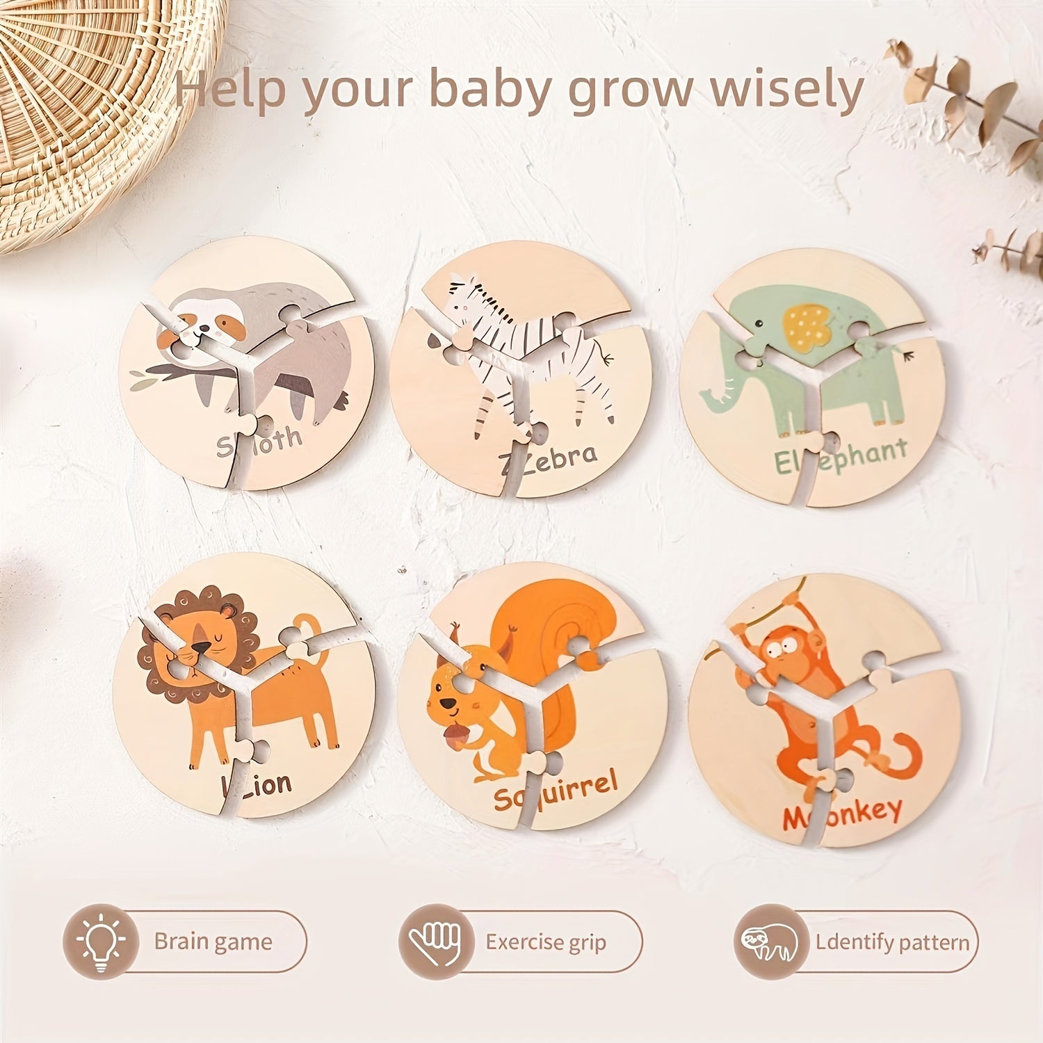Wooden Vegetable Animal Puzzle for Baby