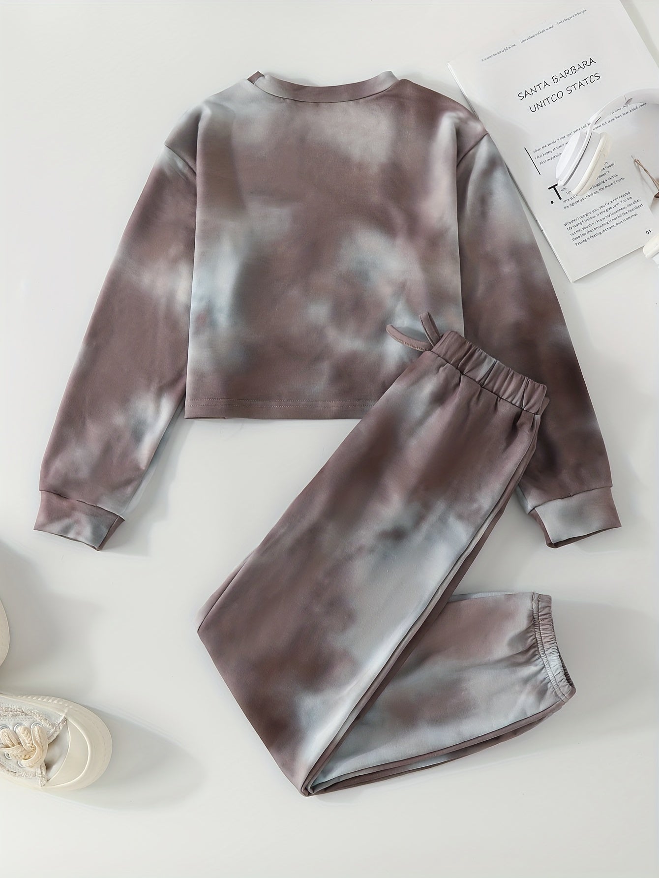 Girl's Tie Dye Sweatshirt & Sweatpants Set for Spring Fall