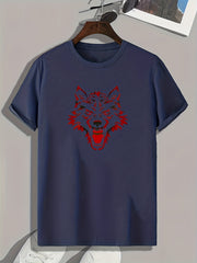 Wolf Print Men's Graphic T shirt for Summer