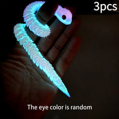 3D Printed Glow in the Dark Snake Statue Flexible Joints Desktop Decoration