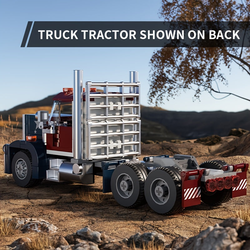 American Truck Trailer Building Blocks Model with Detachable Carriage Toy
