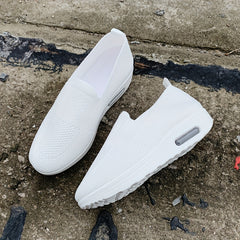 Women's Air Cushion Slip On Shoes Breathable Knit Low Top Casual Walking Shoes