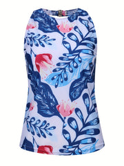 Vacay Tankini Set Women's Plus Tropical Print Halter Neck Top Swimsuit