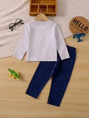 Boys Dinosaur Pajama Set Long Sleeve Top & Pants
